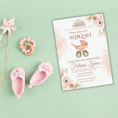 Roze Bloemen Wandelwagen Baby Meisje Moslim Aqiqah Kaart