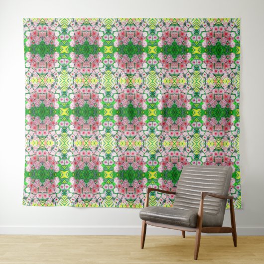 Roze bloemen wandkleed (In Situ (horizontaal))