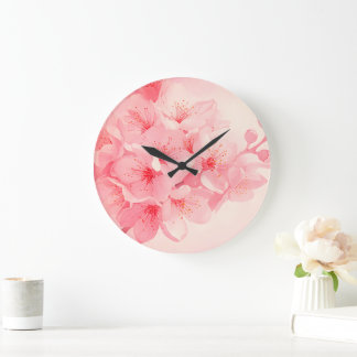Roze Bloemen Wandklok – Roze Bloesem Home Decor