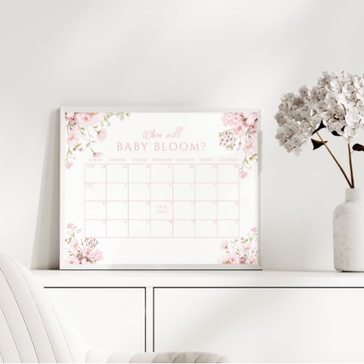 Roze Bloemen Wanneer zal Baby Callendar Bloeien Poster
