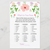 Roze Bloemen Wat zit er in je tas spel (Voorkant)