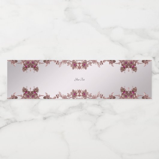 Roze  Bloemen Water Fles Label Waterfles Etiket (Enkel label)