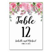 Roze Bloemen Water Kleur Bruiloft Tafel Nummer Kaa Kaart (Achterkant)