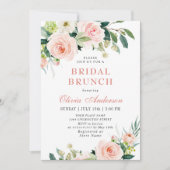 Roze Bloemen Watercolor Bruids Brunch Kaart (Voorkant)