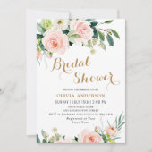 Roze Bloemen Watercolor Bruiloft Feest Kaart (Voorkant)