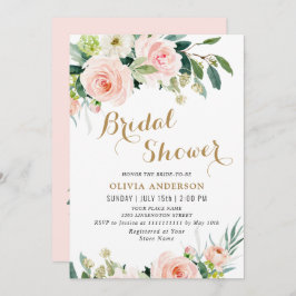 Roze Bloemen Watercolor Bruiloft Feest Kaart