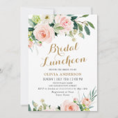 Roze Bloemen Watercolor Bruiloft Luncheon Kaart (Voorkant)