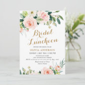 Roze Bloemen Watercolor Bruiloft Luncheon Kaart