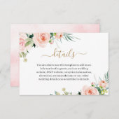 Roze Bloemen Watercolor Trouwdetails Informatiekaartje (Voorkant / Achterkant)