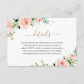 Roze Bloemen Watercolor Trouwdetails Informatiekaartje (Voorkant)