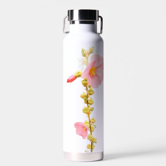 Roze bloemen waterfles (Voorkant)
