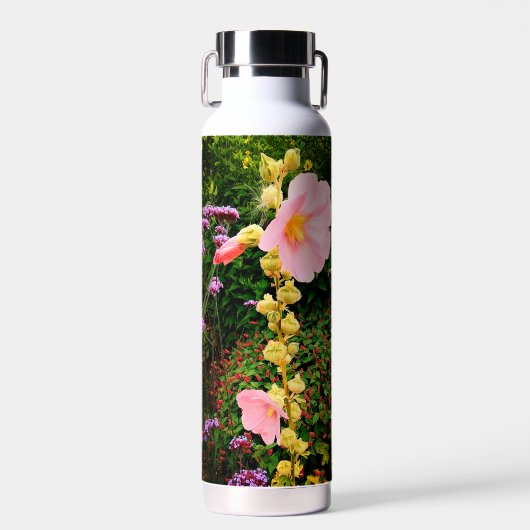 Roze bloemen waterfles (Voorkant)