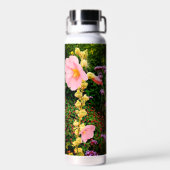 Roze bloemen waterfles (Achterkant)