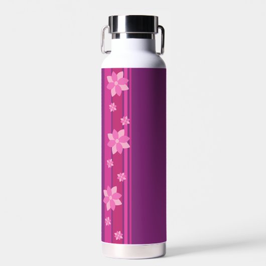 Roze bloemen waterfles (Voorkant)
