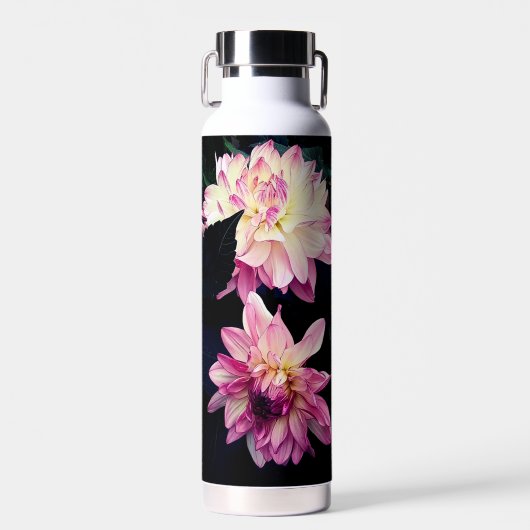 Roze bloemen waterfles (Voorkant)