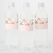 Roze bloemen waterfles etiket (Flessen)