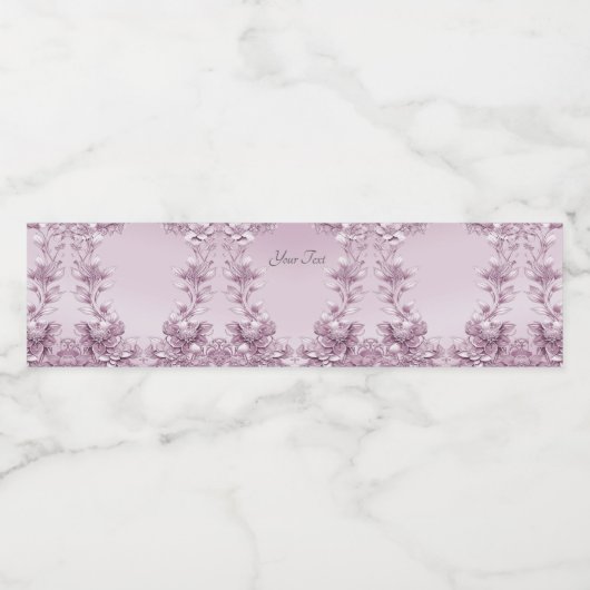 Roze Bloemen Waterfles Etiket (Enkel label)