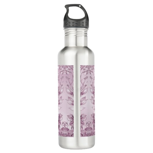 Roze Bloemen Waterfles Waterfles (Achterkant)