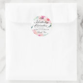Roze Bloemen Waterverf 75e Verjaardagsviering Ronde Sticker (Tas)