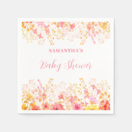 Roze Bloemen Waterverf Baby shower Papier Servet