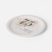 Roze Bloemen Waterverf Bladgroen 75e Verjaardagsfe Papieren Bordje (Gekanteld)