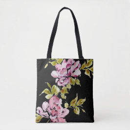 Roze bloemen waterverf bloem stijlvol elegant tote bag