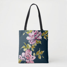 Roze bloemen waterverf bloem stijlvolle elegante m tote bag