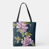 Roze bloemen waterverf bloem stijlvolle elegante m tote bag (Achterkant)
