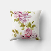 Roze bloemen waterverf bloemen elegant chic kussen (Achterkant)