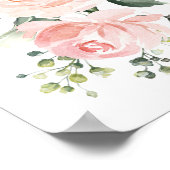 Roze bloemen, Waterverf bloemen, meisjesserij Poster (Hoek)