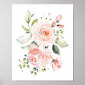 Roze bloemen, Waterverf bloemen, meisjesserij Poster (Voorkant)