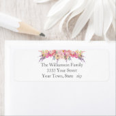 Roze Bloemen Waterverf Bloemen Verjaardag Etiket (Insitu)