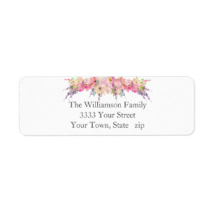 Roze Bloemen Waterverf Bloemen Verjaardag Etiket