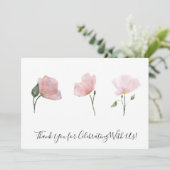 Roze Bloemen Waterverf Bloemenkunst Dank u kaart (Staand voorkant)