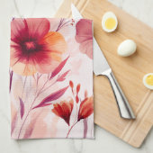 Roze Bloemen Waterverf Bloesems Elegant  Theedoek (Quarter Fold)