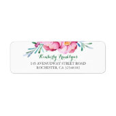 Roze Bloemen Waterverf Boeket Etiket (Voorkant)