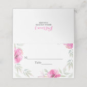 Roze Bloemen Waterverf Botanisch Vrijgezellenfeest Plaatskaartje (Buitenkant ongevouwen)