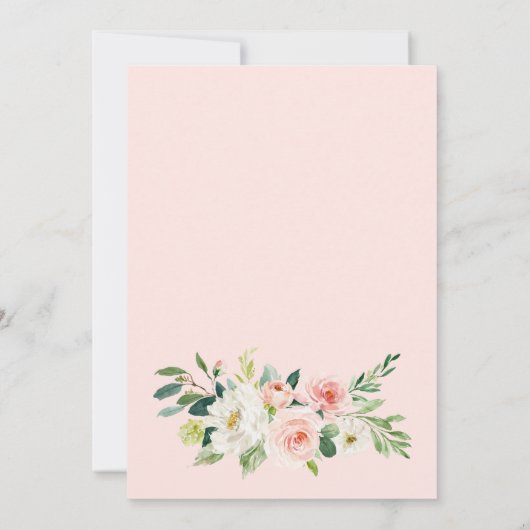 Roze Bloemen Waterverf Bruids Brunch Kaart (Achterkant)