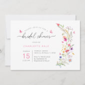 Roze Bloemen Waterverf Bruidsdouche Kaart (Voorkant)