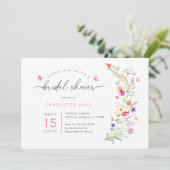 Roze Bloemen Waterverf Bruidsdouche Kaart (Staand voorkant)