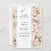 Roze bloemen waterverf bruiloft kaart (Voorkant)