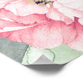 Roze bloemen  Waterverf bruiloft Poster (Hoek)