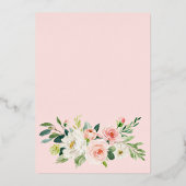 Roze Bloemen Waterverf Bruiloft Shower Goud Folie Uitnodiging (Achterkant)