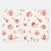 Roze Bloemen Waterverf Cherry Wrapping Paper (Voorkant)