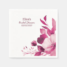 Roze Bloemen Waterverf Custom Vrijgezellenfeest Servet