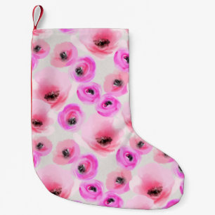 Roze Bloemen Waterverf Digitale Kunst Kleine Kerstsok