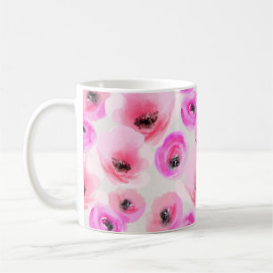 Roze Bloemen Waterverf Digitale Kunst Koffiemok