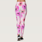 Roze Bloemen Waterverf Digitale Kunst Leggings (Achterkant)