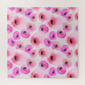 Roze Bloemen Waterverf Digitale Kunst Legpuzzel (Horizontaal)