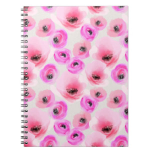 Roze Bloemen Waterverf Digitale Kunst Notitieboek
